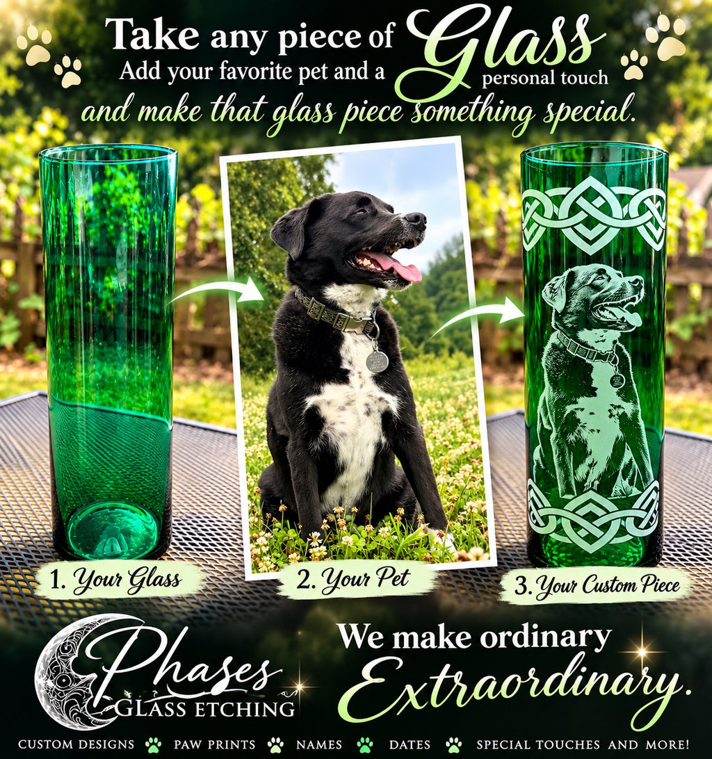 Custom glass etching example