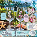 Mermaid hand-etched glassware with and without Swarovski crystals
