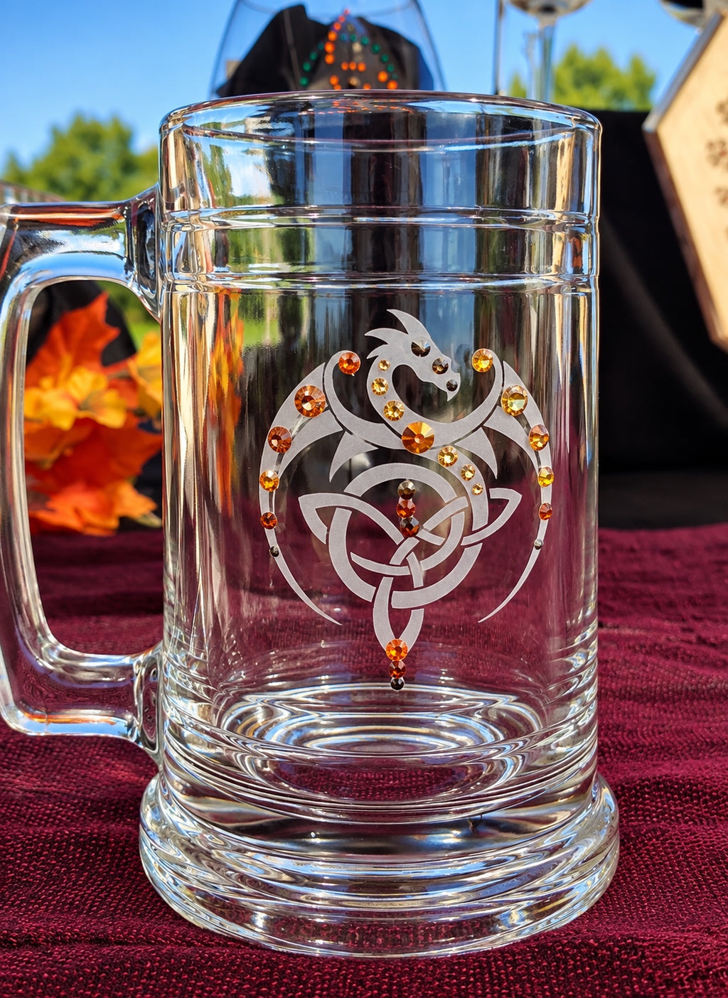 Dragon hand-etched mug with Swarovski crystals