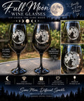 Full Moon hand-etched wine glasses, classic and Swarovski crystal options