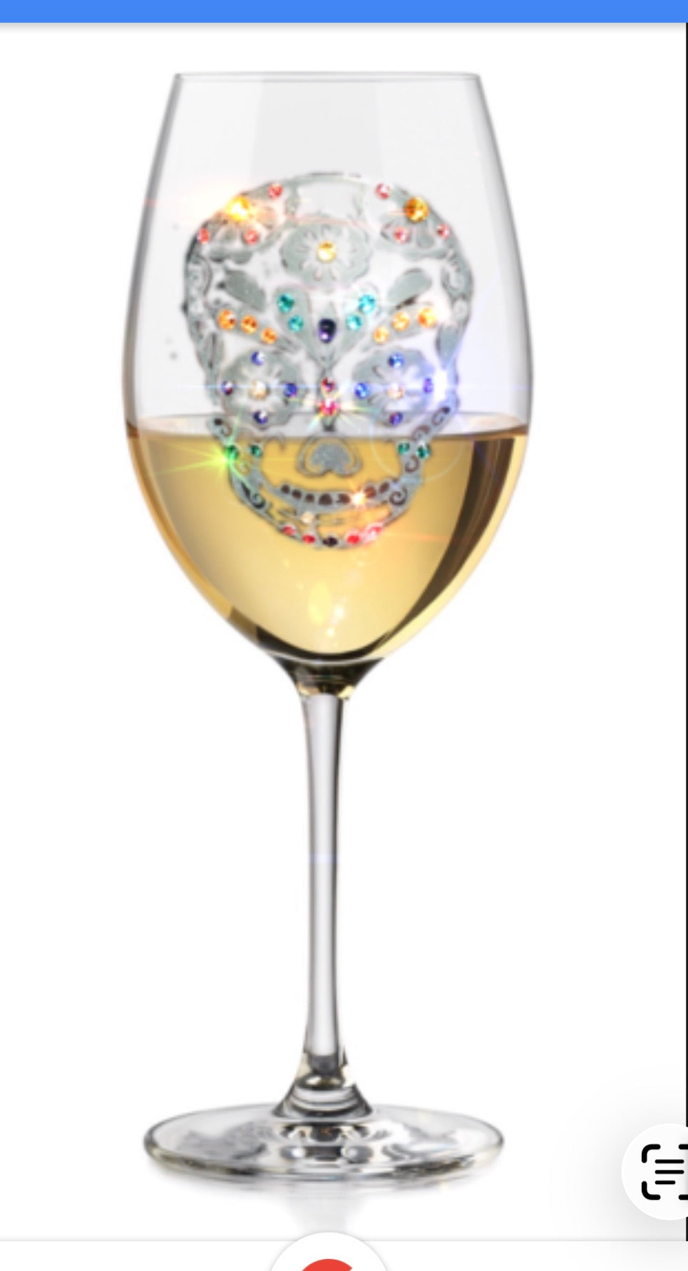 Sugar Skull wine glass with Swarovski crystals