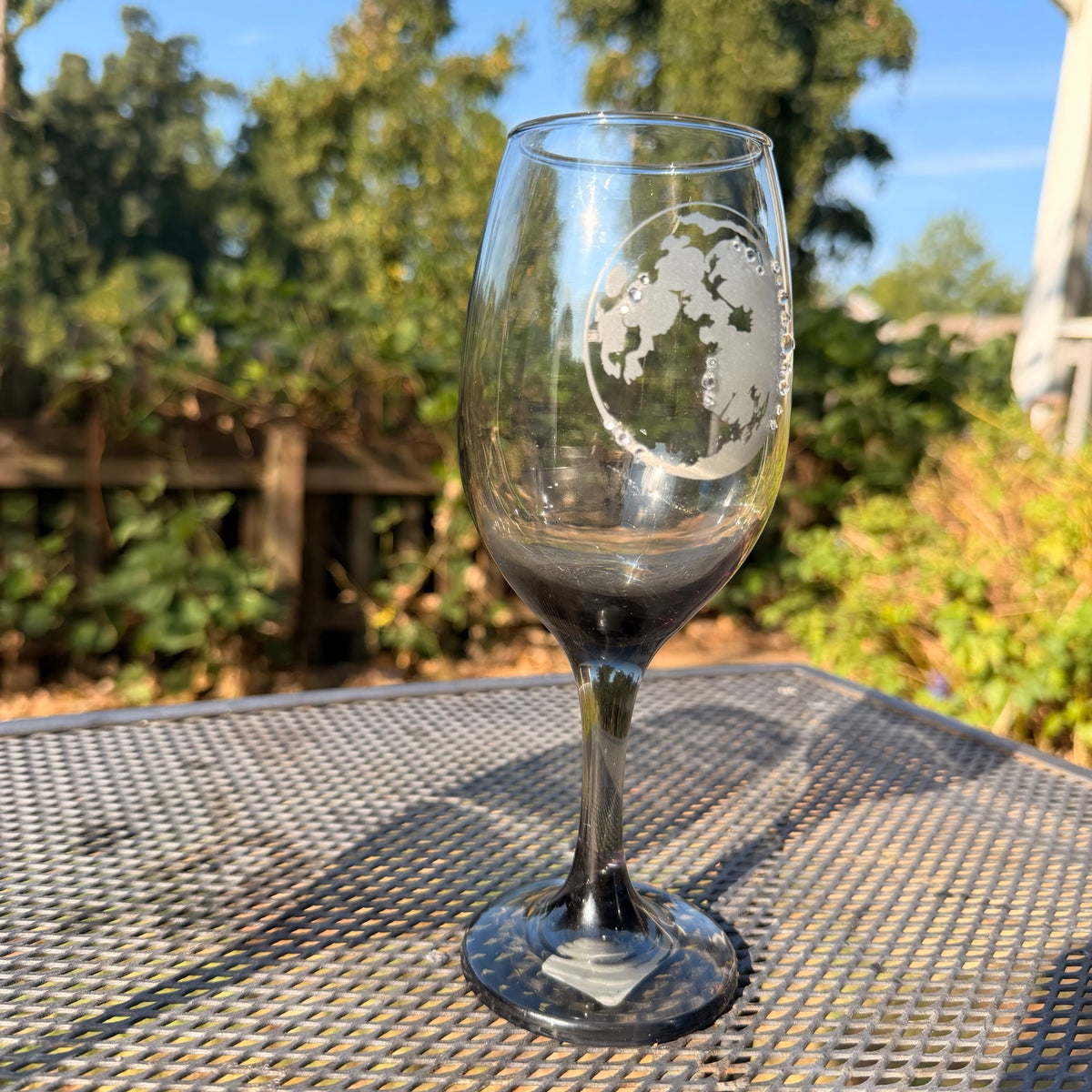 Full Moon hand-etched wine glass with Swarovski crystals