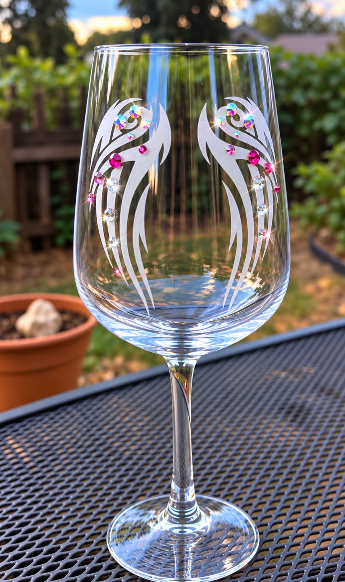 Angel Wings wine glass with Swarovski crystals