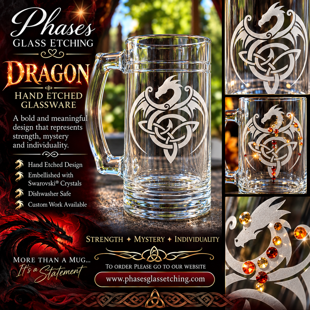 Dragon hand-etched glassware promotional image