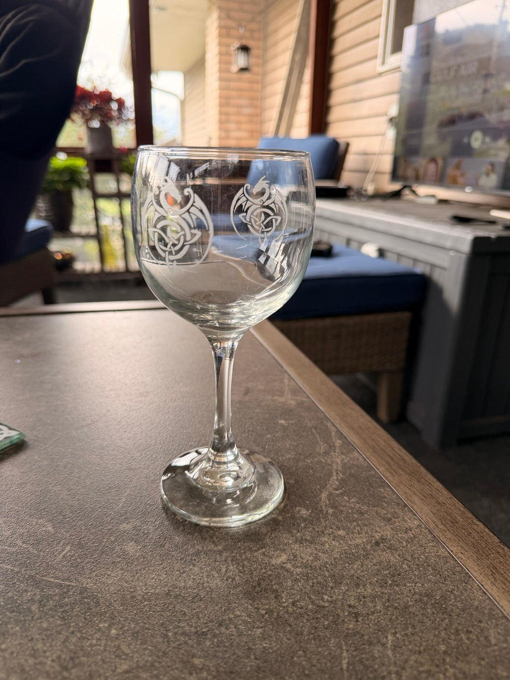 Shamrock with Angel Wings etched wine glass