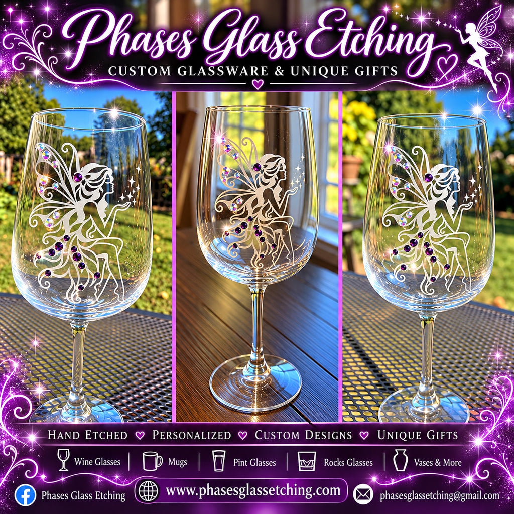 The Fairy hand-etched glassware by Phases Glass Etching